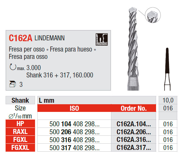 Fresa cirugia lindemann c162 a