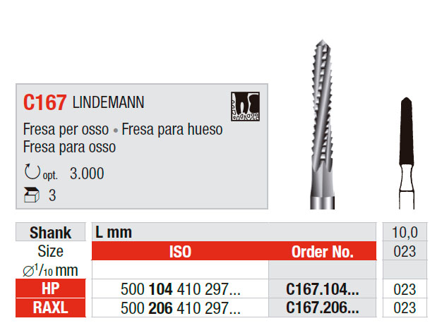 Fresa odontologia lindemann c167